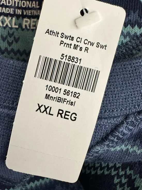 L.L. Bean Sweatshirt Mens 2XL Blue Aztec Southwestern Crewneck NWT TP-3860 - Picture 7 of 11